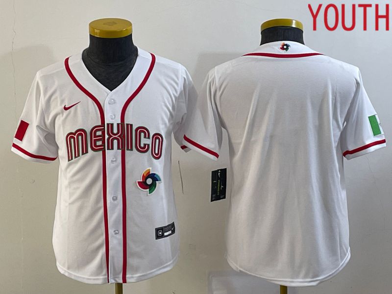 Youth 2023 World Cub Mexico Blank White Nike MLB Jersey6